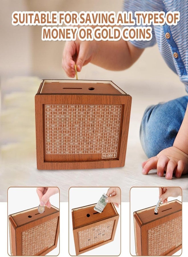 VishBin Cash Vault Wooden Savings Box, Money Piggy Bank for Adults Kids, Wooden Cash Saver Money Box, Cash Saver Box, Coin Counter Piggy Bank, Money Box with Counter - Image 5